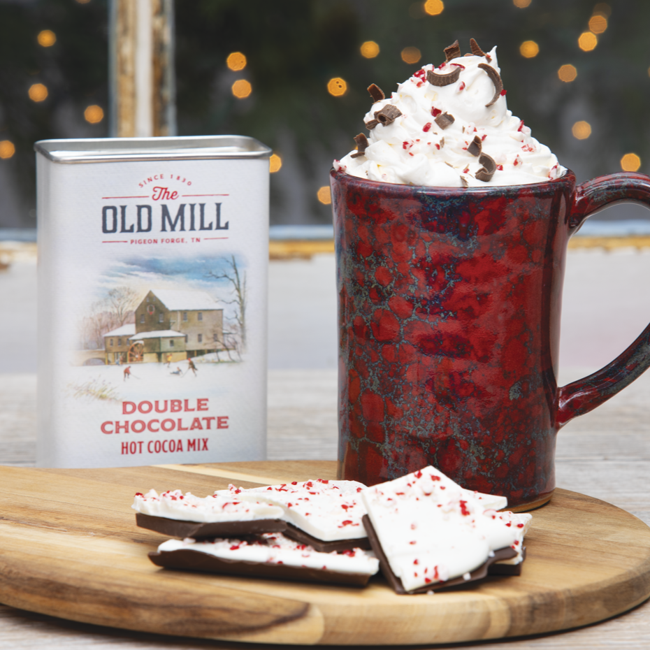 Mug, Cocoa, & Christmas Bark