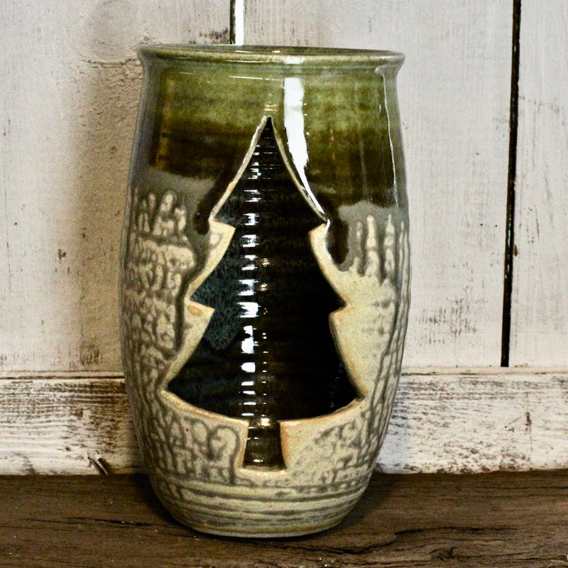 Christmas Tree Pottery Luminary